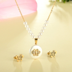 Stainless Steel Set With Brass Charm STAO-3867I