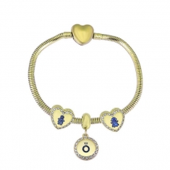 Stainless Steel Heart gold plated charms bracelet for women XK3540