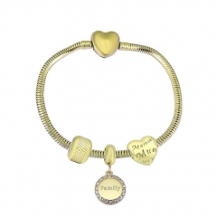Stainless Steel Heart gold plated charms bracelet for women XK3543