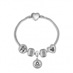 Stainless Steel Heart Snake Chain charms Bracelet  XK5068