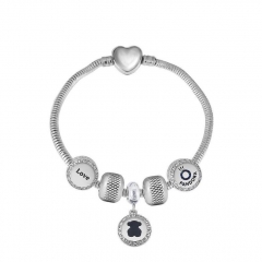 Stainless Steel Heart Snake Chain charms Bracelet  XK5061