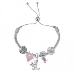 Stainless Steel Adjustable Snake Chain Bracelet with charms  CL5239
