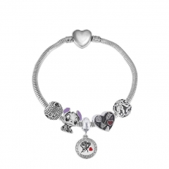 Stainless Steel Heart Snake Chain charms Bracelet  XK5057