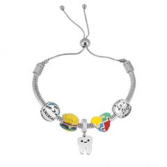 Stainless Steel Adjustable Snake Chain Bracelet with charms  CL5210